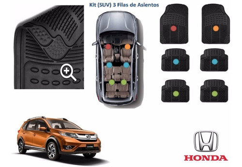 Kit Tapetes 3 Filas Honda Br-v 2020 Rubber Black Original