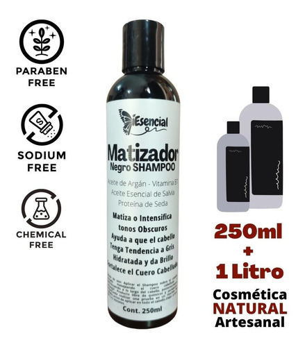 Shampoo Matizador Negro Natural Platinado 250ml + 1litro