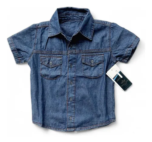 Conjunto Camisa Jeans E Cal a Marrom Infantil Menino