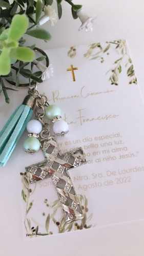 Llaveros Souvenirs Con Estampita Comunión Bautismo