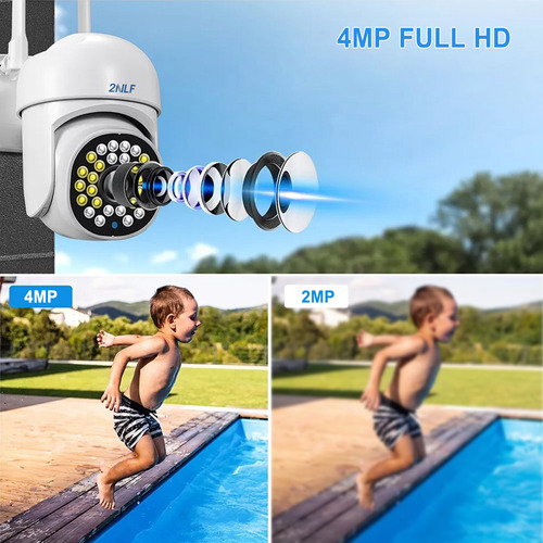 2nlf® Câmera De Segurança Ip Ip66 Prova D'agua App Icsee Audio Bidirecional Visão Noturna Interior/exterior Wifi 4mp