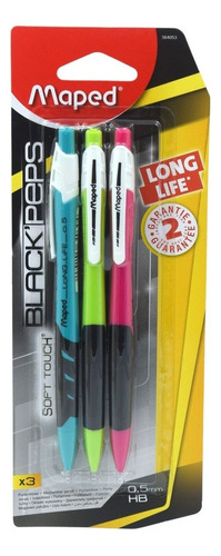 Lapicero Maped Black Peps Long Life 0.5 Mm Cont. 3 Piezas