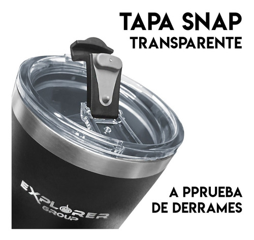 Imagen 5 de 9 de Termo Acero Inoxidable Explorer 1 Litro Manija + Vaso 750 Ml