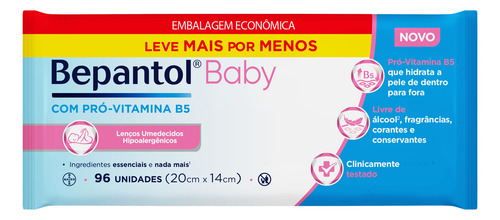 Kit 2 Lenços Umedecidos Bepantol Baby Hipoalergênico 96 Unid