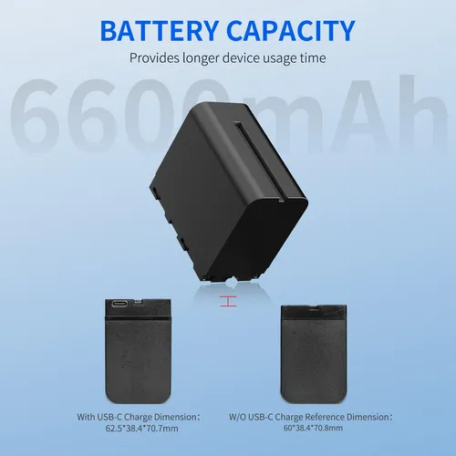 Batería Np-f970 6600 Mah Recargable Usb-c Para Luces Y Cámar