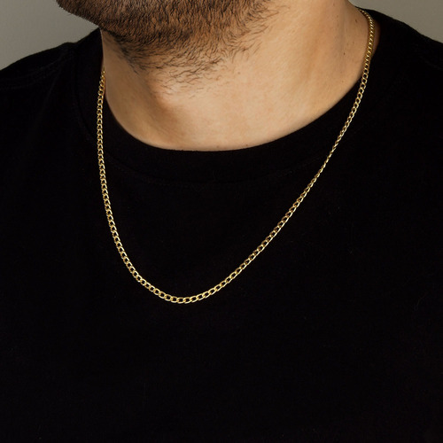 Corrente Masculina De Ouro 18k Grumet Oca 60cm Com 3mm Cor Amarelo