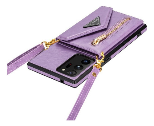 A Funda De Teléfono Con Cremallera Y Cordón For Samsung