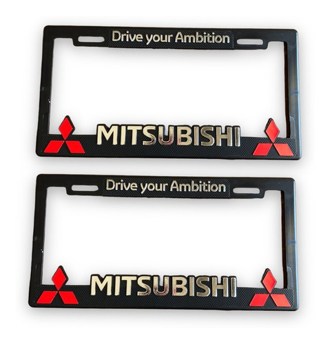 Par 2pz Porta Placa Hule Inyectado Figura Mitsubishi Dya