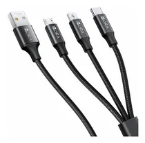 Comprar Cable Carga Rápida 6a 3en1 Compatible Con Samsung Apple Color Negro