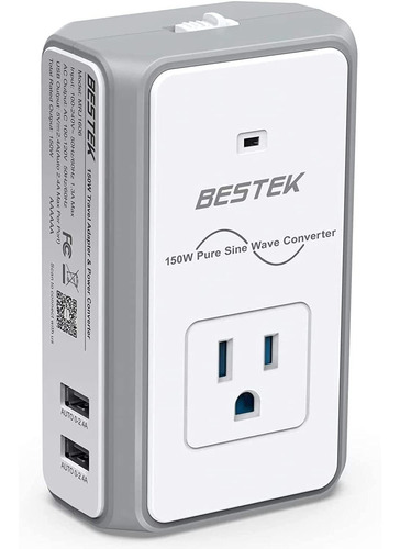 Convertidor De Voltaje Bestek, De 220v A 110v, 150w, 2 Usb