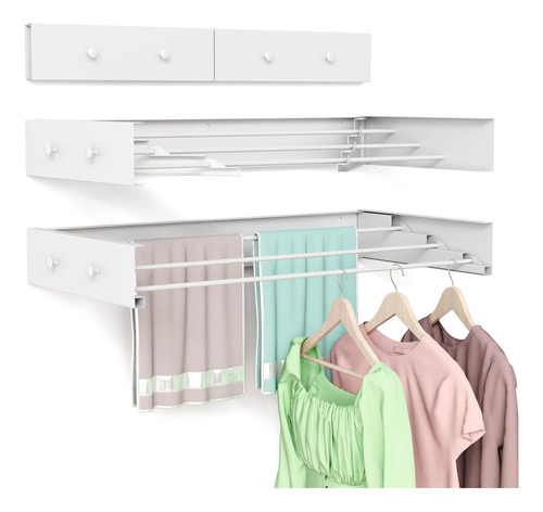 Ropa Bakon Rack Secado Mural Made Para Lavandería, Ropa De 4