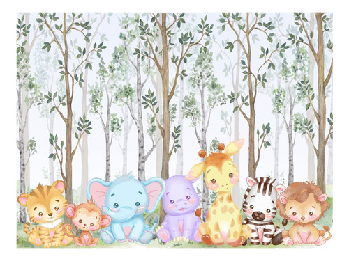 Vinilos Decorativos Cuarto Bebe Animales Bosque - 2mx1.50m