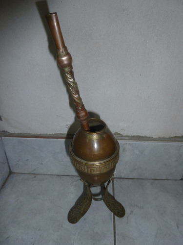 Mate De Plata Boliviana Con Bombilla Antiguo