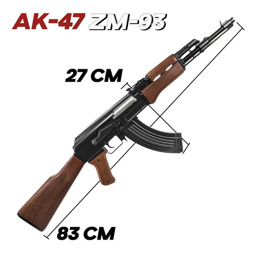 Imagen 4 de 10 de Rifle Fusil Airsoft Ak47 Replica Balines Zm93 Tamaño Real