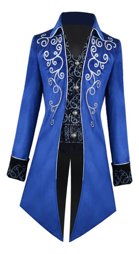 Hombres Mujeres Medieval Tailcoat Steampunk Chaqueta Xl Azul