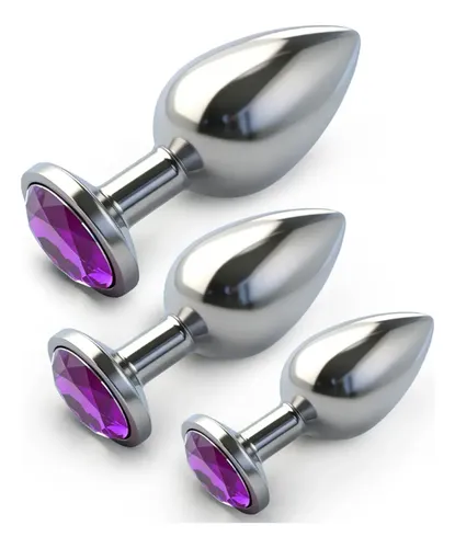 3pz Butt Plug Anal Gema Metal Joya Dilatador Juguete Sexual