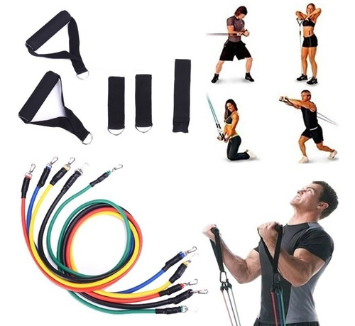 Imagen 1 de 1 de Set Bandas Elasticas Resistencias 11 Piezas / Fitness / Gym