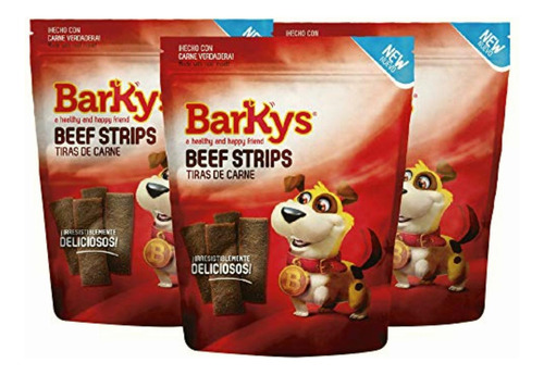 Barkys Beef Jerky Strips/tiras De Carne, 3 Pack, 100g