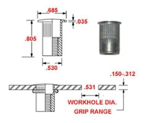 Akl-- Brida Grande Aluminio Tuerca Fina Acabado Liso -. K4