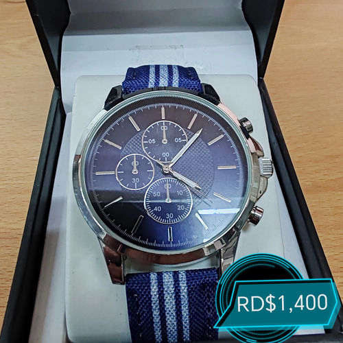 Inc Stainless Steel Blue Stripe Denim Strap Men's Watch New.