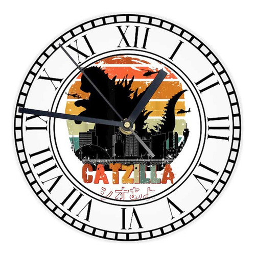 Reloj Redondo Madera Brillante Godzilla Mod 23