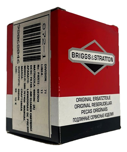 Filtro De Aire 697029 Tractor Podadora Briggs & Stratton