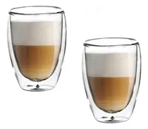 Comprar Set 2 Vasos Café Tipo Bodum Doble Pared Vidrio Pocillo 350cc
