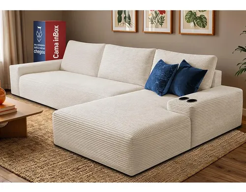 Sofá Evo 2,70m Cama ​Inbox Creme