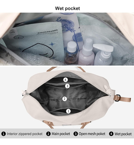 Bolso Deportivo Y De Viaje Hyc00 Impermeable X Beige & Ma...