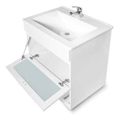 Vanitory Laqueado Colgar Blanco 60cm Bacha 100% Marmolina