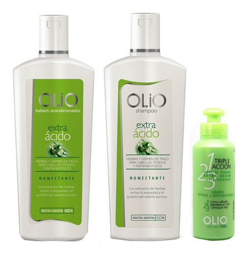 Kit Olio Shampoo Acondicionador Extra Acido Cabellos Teñidos