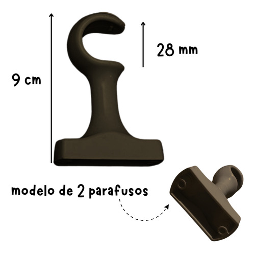 Kit Bastão Varão 28mm P/ Cortina Com Acessórios 1,00 Metro