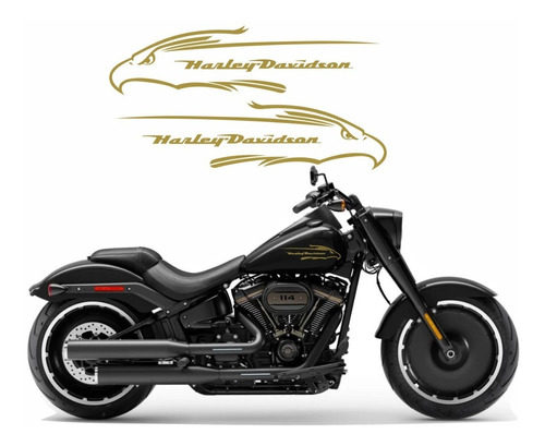 Par Adesivos Tanque Compatível Harley Davidson Custom Adt41 Cor TANQUE HARLEY DAVIDSON CUSTOM - ÁGUIA DOURADO