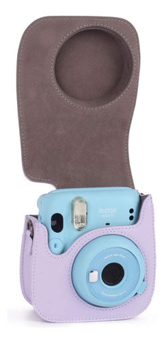 Funda Para Camara Instax Mini 11 Phetium Morado + Correa