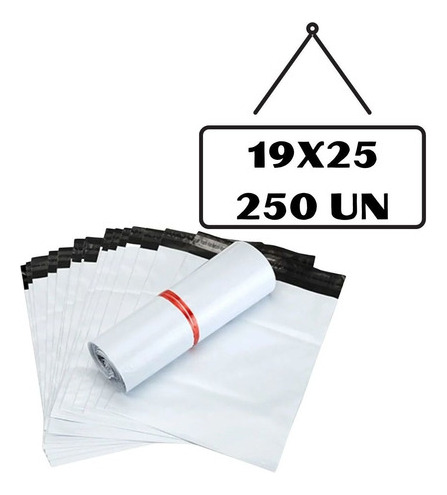 Envelope Plastico Correios Sedex 19x25 250 Lacre Branco