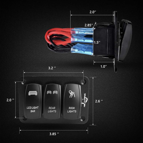 Panel De Interruptores Basculantes 3 Terminales C Luz Led