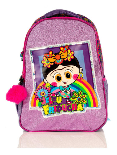 Mochila Friducha Diamond Color Rosa Diseño de la tela PU iridiscente transparente