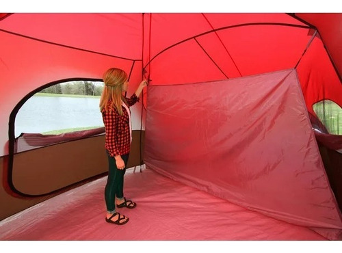 Casa De Campaña Ozark Tienda Acampar 10 Pers. 3 Cuartos Roja Color Rojo/negro