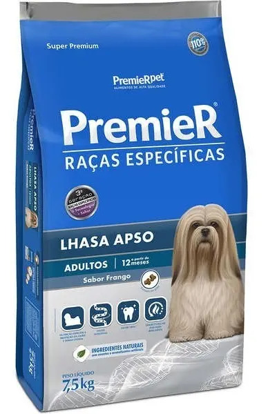 Ração Premier Raças Específicas Lhasa Apso Adultos Porte Pequeno Frango 7,5kg