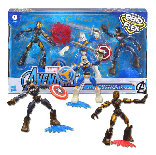 Kit 4 Boneco Avengers Vingadores Marvel Bend Flex Hasbro