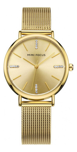 Reloj Para Mujer Mini Focus Mf0036l Mf1818 Dorado