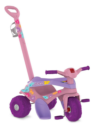 Triciclo Infantil Motoka Flower Passeio E Pedal Bandeirante Cor Rosa