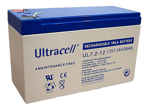 Imagen 1 de 5 de Bateria Alarma Ups Leds Gel 12v 7ah 12 7a Ultracell Original