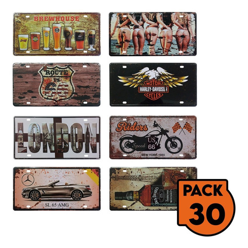 Pack 30 Patentes Placas Souvenir Metalica / Lhua Store