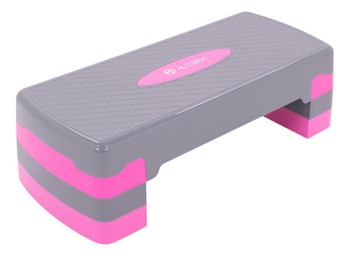 Banco Step Altera Ejercicio Fitness Gym Ajustable 3 Alturas Color Gris/Rosa