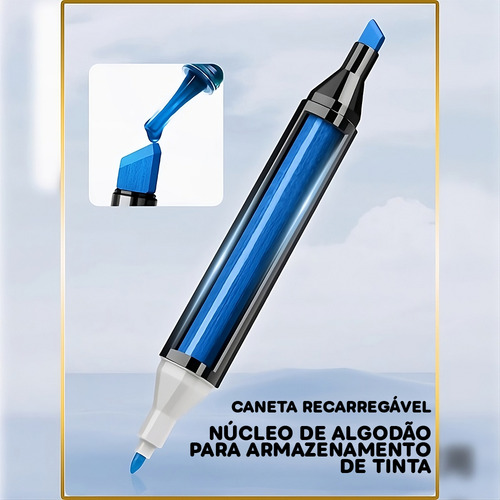 Marcador Conjunto Canetas Kit 100 Cores Touch Permanente Ponta Dupla Estojo Escolar Canetinha