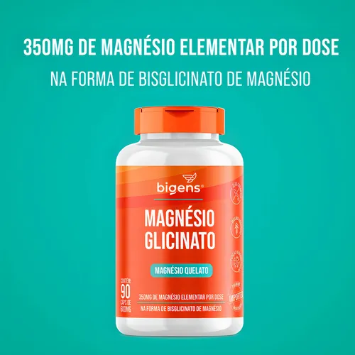 Kit con 2 quelatos de bisglicinato de magnesio, 350 mg de magnesio elemental, absorción máxima, 180 cápsulas - Bigens