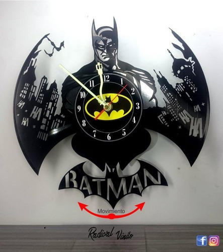 Reloj De Vinilo Con Pendulo Batman Comics Decoracion