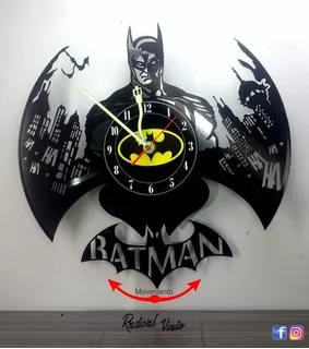 Reloj De Vinilo Con Pendulo Batman Comics Decoracion