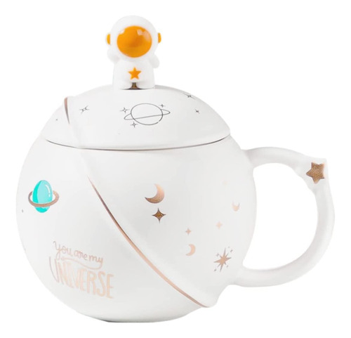 Hwagui Taza De Astronauta Kawaii Con Tapa Y Cuchara, Linda T